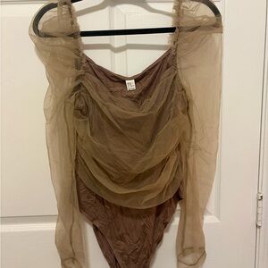 Elegant Sheer Tan Bodysuit for Women
